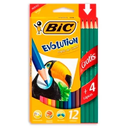 Lapices Bic color evolution x 12 +4 graf.